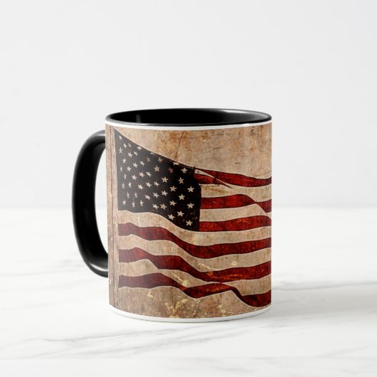 愛国的なヴィンテージアメリカ国旗の独立記念日 マグカップ (正面左)
