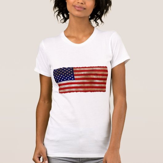 愛国的なヴィンテージアメリカ国旗の独立記念日 Tシャツ (正面)
