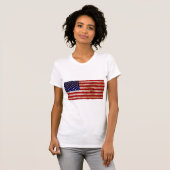 愛国的なヴィンテージアメリカ国旗の独立記念日 Tシャツ (正面フル)
