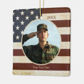 愛国的なヴィンテージアメリカ国旗、写真1枚 セラミックオーナメント (左)