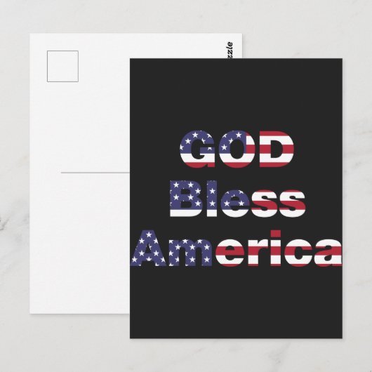 愛国的な伝令ポストカード - 神よ、米国を祝福してください ポストカード (正面/裏面)