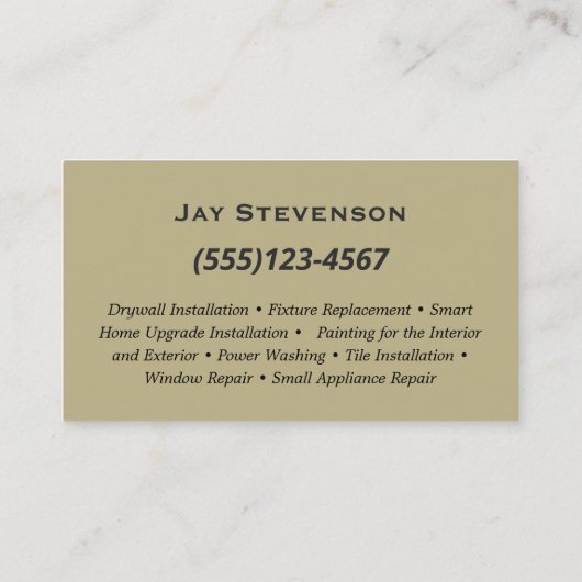 愛国的な便利屋建築ダークウッド 名刺 (裏面)