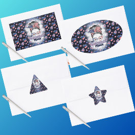 愛国的な全米マママメッシーパン 長方形シール