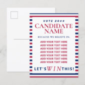 愛国的な共和党政治キャンペーンカード（赤） インビテーションポストカード (正面/裏面)