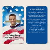 愛国的な写真アメリカ国旗の葬儀祈りの言葉カード (正面&裏面)