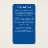 愛国的な写真アメリカ国旗の葬儀祈りの言葉カード (裏面)