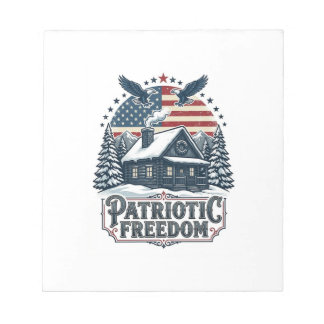 愛国的な冬のキャビンベクターグラフィックTシャツ ノートパッド