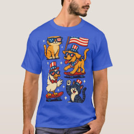 愛国的な動物 アメリカ - 面白い7月4日のペット  Tシャツ