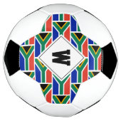 愛国的な南アフリカ国旗のモノグラムのサッカーボール サッカーボール (回転)