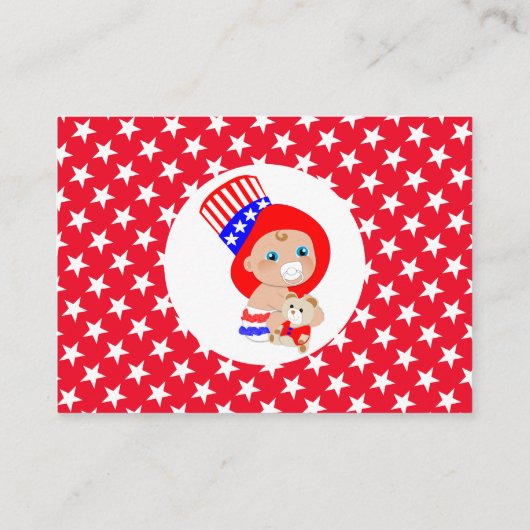 愛国的な叔父サムアメリカン赤ちゃんシャワーのディスプレイ エンクロージャーカード (裏面)