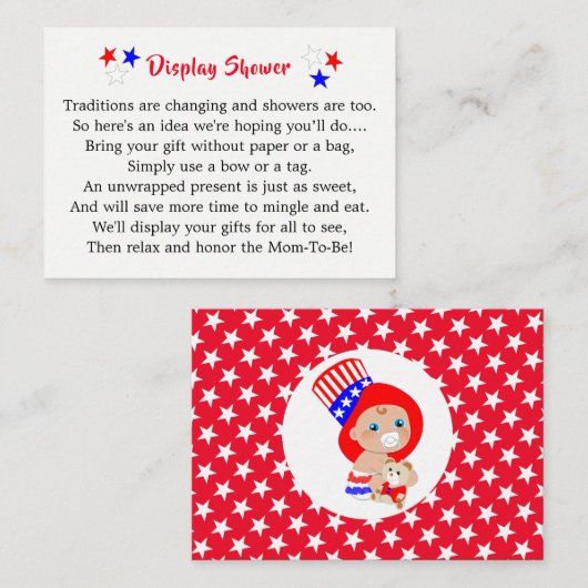 愛国的な叔父サムアメリカン赤ちゃんシャワーのディスプレイ エンクロージャーカード (正面/裏面)