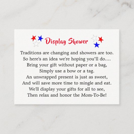 愛国的な叔父サムアメリカン赤ちゃんシャワーのディスプレイ エンクロージャーカード (正面)