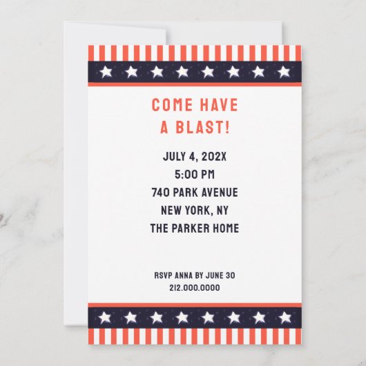 愛国的な夏パーティー 招待状 (裏面)