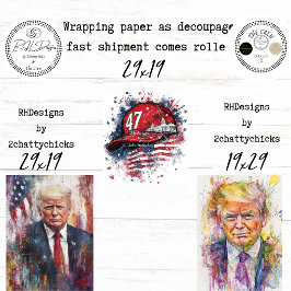愛国的な大統領の肖像画抽象デコパージュ ラッピングペーパーシート