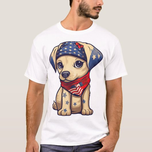 愛国的な子犬 - スタイル12 Tシャツ (正面)