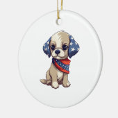 愛国的な子犬 - スタイル9 セラミックオーナメント (左)