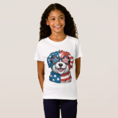 愛国的な子犬 Tシャツ (正面フル)