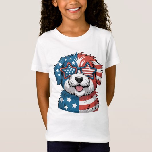 愛国的な子犬 Tシャツ (正面)