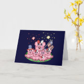 愛国的な子豚 カード (黄色い花)