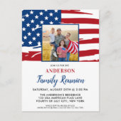 愛国的な家族の再会 アメリカ国旗 フォト インビテーションポストカード (正面)