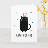 愛国的な帽子をかぶった猫、7月4日幸せ カード (黄色い花)