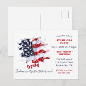 愛国的な平和の花 4th of July BBQ ご招待 ポストカード (正面/裏面)