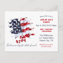 愛国的な平和の花 4th of July BBQ ご招待 ポストカード