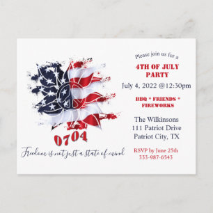 愛国的な平和の花 4th of July BBQ ご招待 ポストカード