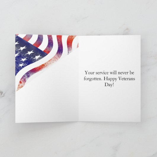 愛国的な幸せ退役軍人の日 サンキューカード (内部)