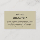 愛国的な建築職人の大工の木 名刺 (裏面)