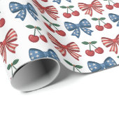 愛国的な弓とさくらんぼのシームレスなパターン ラッピングペーパー (ロールコーナー)