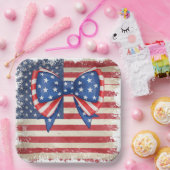 愛国的な弓と旗の誕生日パーティー用品 ペーパープレート (パーティー)