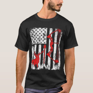 愛国的な弓狩り鹿ハンター国旗アメリカンボー Tシャツ