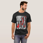 愛国的な弓狩り鹿ハンター国旗アメリカンボー Tシャツ (正面フル)