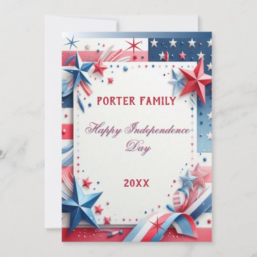 愛国的な思い出ファミリー・ユニオンのスターとストライプ 招待状 (裏面)