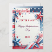 愛国的な思い出 家族の絆 星条旗 招待状 (裏面)