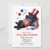 愛国的な怠惰な黒猫7月4日招待状 セーブザデート (正面)