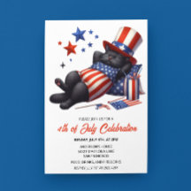 愛国的な怠惰な黒猫7月4日招待状