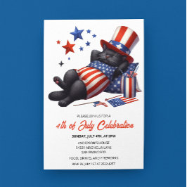 愛国的な怠惰な黒猫7月4日招待状 セーブザデート