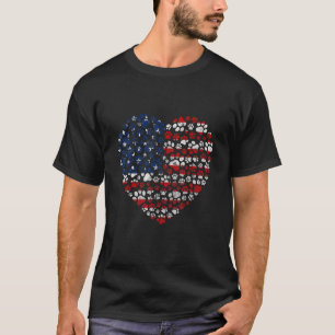 愛国的な愛ハートアメリカ国旗のグラフィック4番目 Tシャツ
