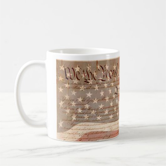 愛国的な憲法とアメリカ国旗 コーヒーマグカップ (左)