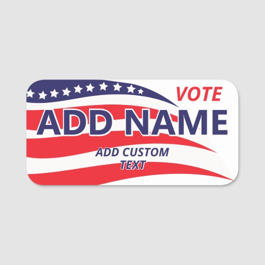 愛国的な政治運動の候補者名前をカスタムする 名札 (正面)