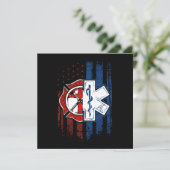 愛国的な救急隊員 消防士 EMT アメリカ国旗 救急医療 招待状 (スタンド正面)