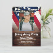 愛国的な旗と写真 軍隊 送別会 招待状 (スタンド正面)