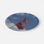 愛国的な旗と青い空 ペーパープレート (アングル)