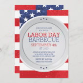 愛国的な旗のレイバー・デイ・サマー・バーベキュー・パーティー 招待状 (正面/裏面)