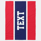 愛国的な明るい赤の白のネイビーブルーのストライプ文字 フリースブランケット (正面)