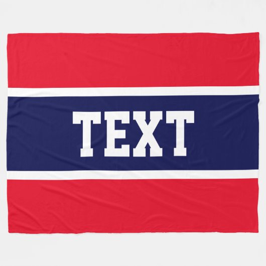 愛国的な明るい赤の白のネイビーブルーのストライプ文字 フリースブランケット (正面(横))