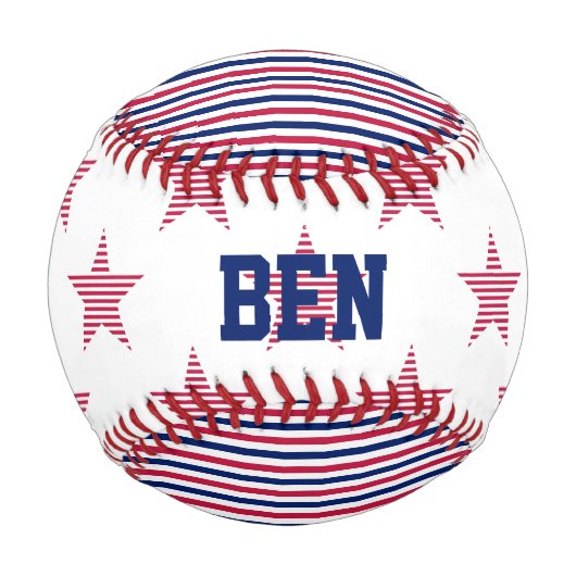 愛国的な星とストライプのネーム入り 全米の子供たちに楽しい 野球ボール (裏面)