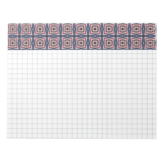 愛国的な星とストライプの万華鏡のように千変万化するパターン ノートパッド (正面)